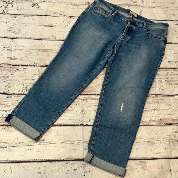 LOFT Distressed Boyfriend Jeans with Button Fly - Picture 1 of 5
